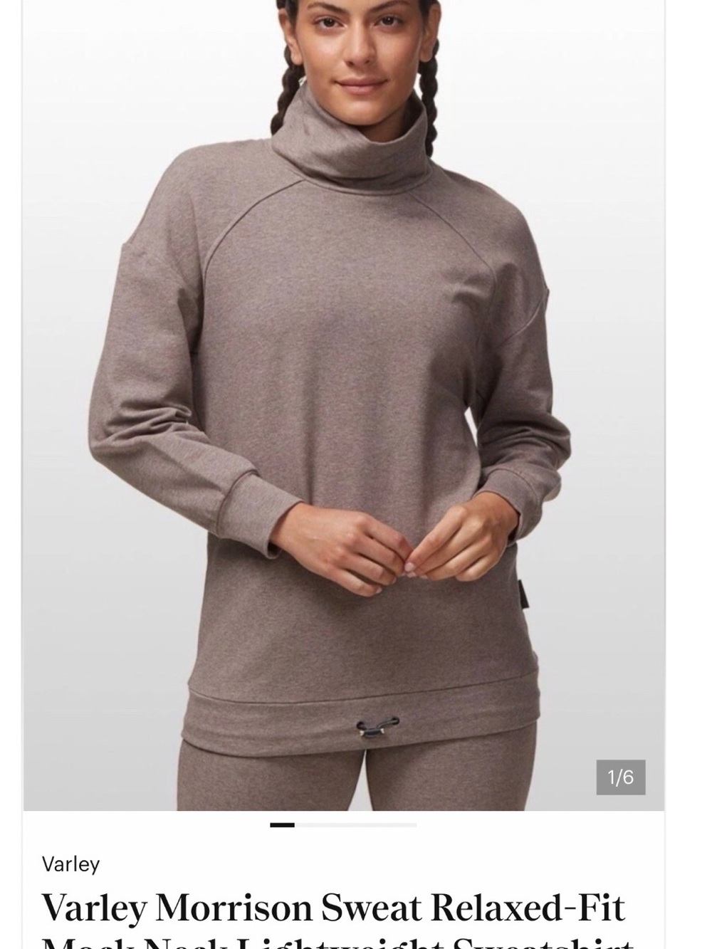 Varley Relaxed-Fit Cowl Neck Sweater in Taupe